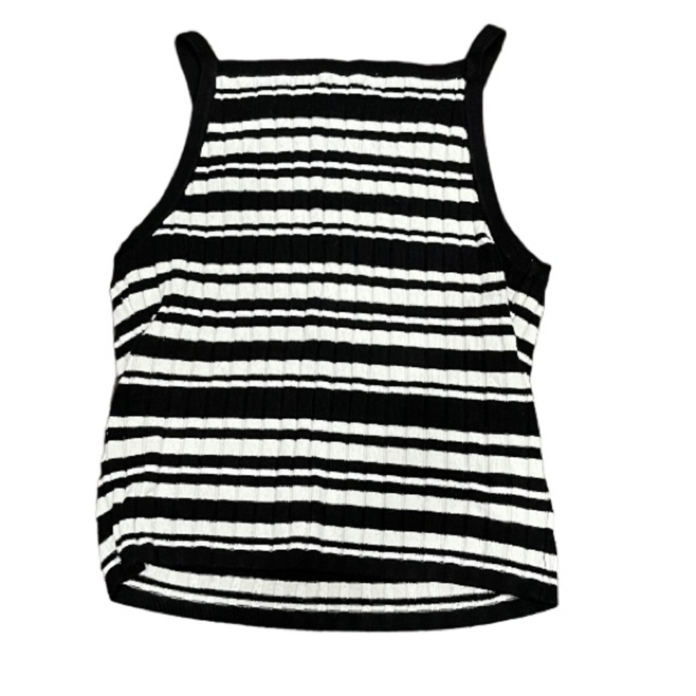 H&M Black & White Women’s Small Striped Tight Fitted Tank Top